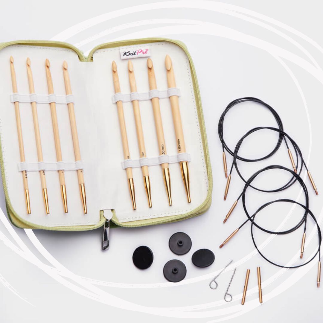 The Good Yarn KNITPRO Bamboo Afghan Tunisian Crochet Hook Set Contents
