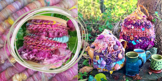 The Good Yarn Ashford Spinning Wheel Art Yarn Tea Cosy Crochet pattern