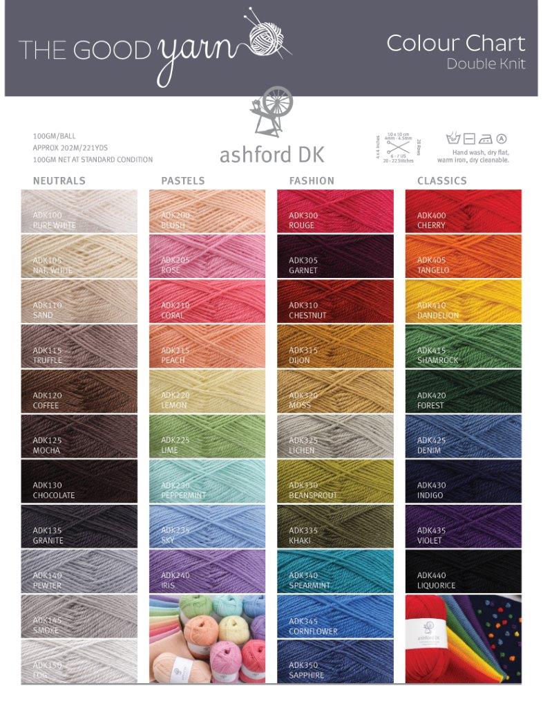The Good Yarn Ashford Australia Double Knit Yarn 8ply Colour swatch