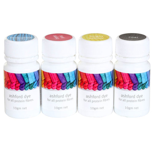 The Good Yarn - Ashford 4 Colour Wool Dye Turquoise, Bright Pink, Bright Yellow