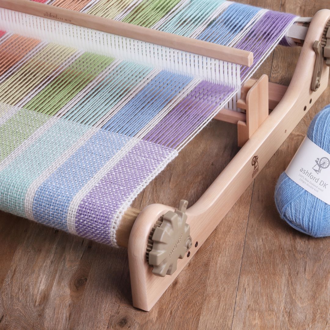 The Good Yarn Ashford 40cm Rigid Heddle Weaving Loom pink pastel yarn thread