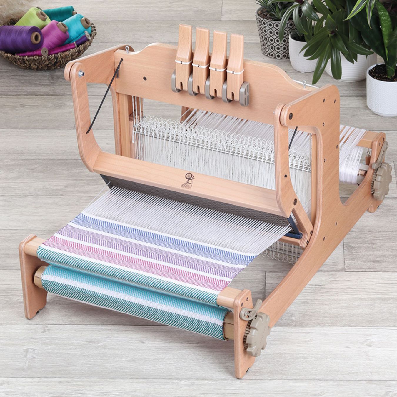 The Good Yarn Ashford Brooklyn Four Shaft Weaving Loom Multishaft with mercerised cotton