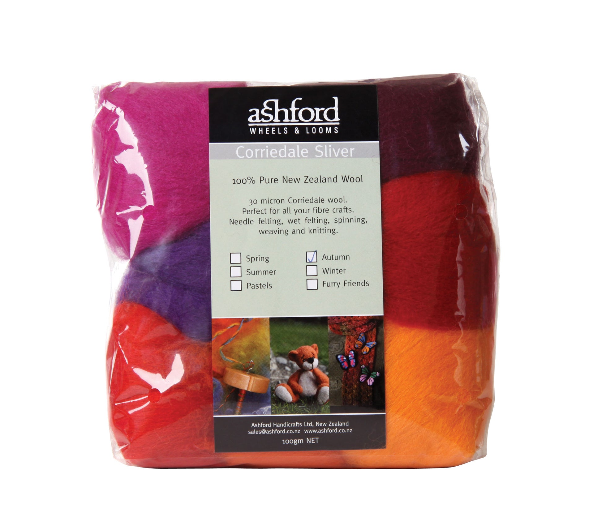 The Good Yarn Ashford Fibre Sliver Autumn Red Orange Pink Purple