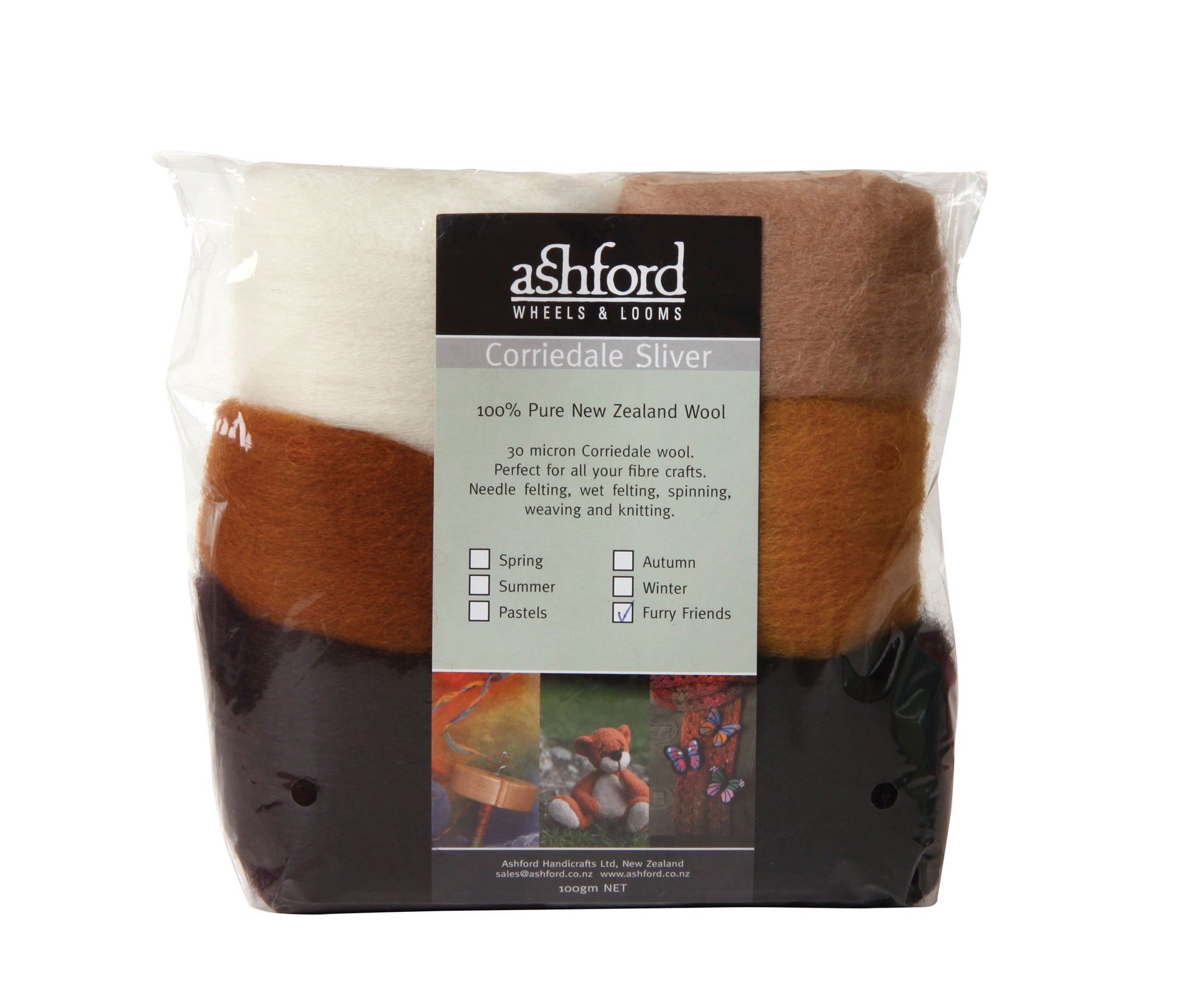 The Good Yarn Ashford Fibre Sliver Furry Friends Browns