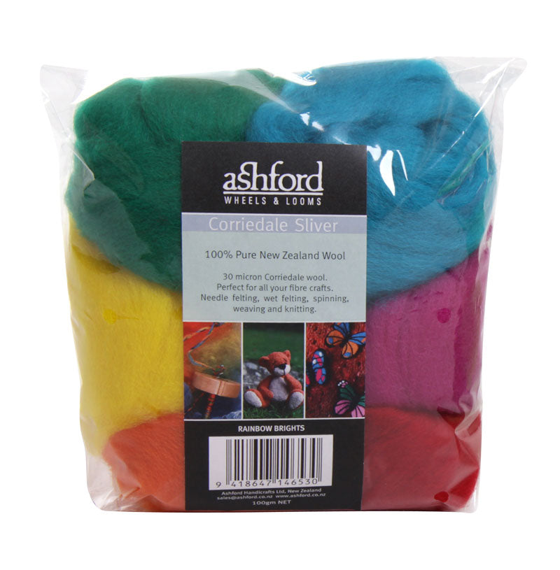 The Good Yarn Ashford Fibre Sliver Rainbow Brights