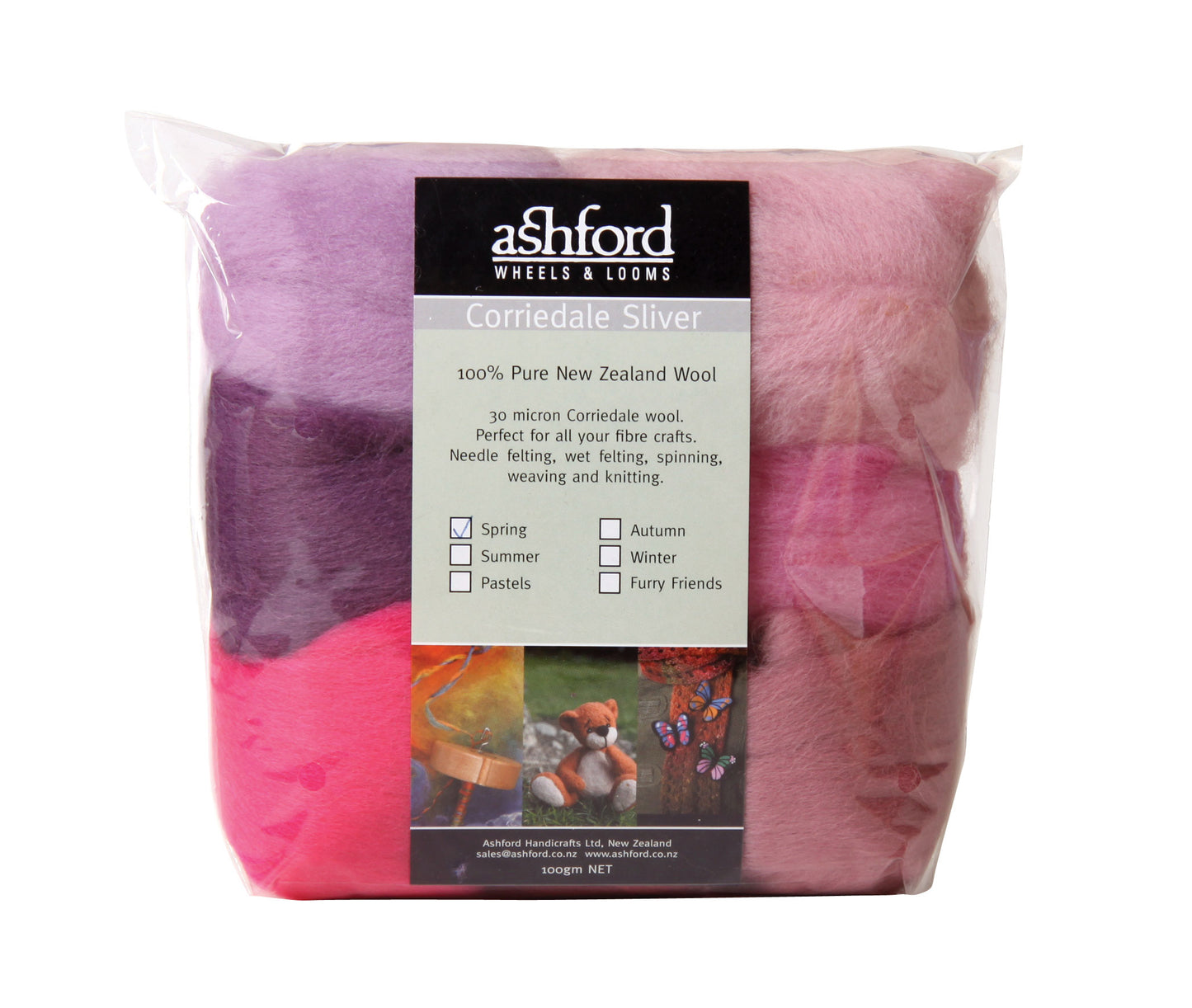 The Good Yarn Ashford Fibre Sliver Spring pink purple