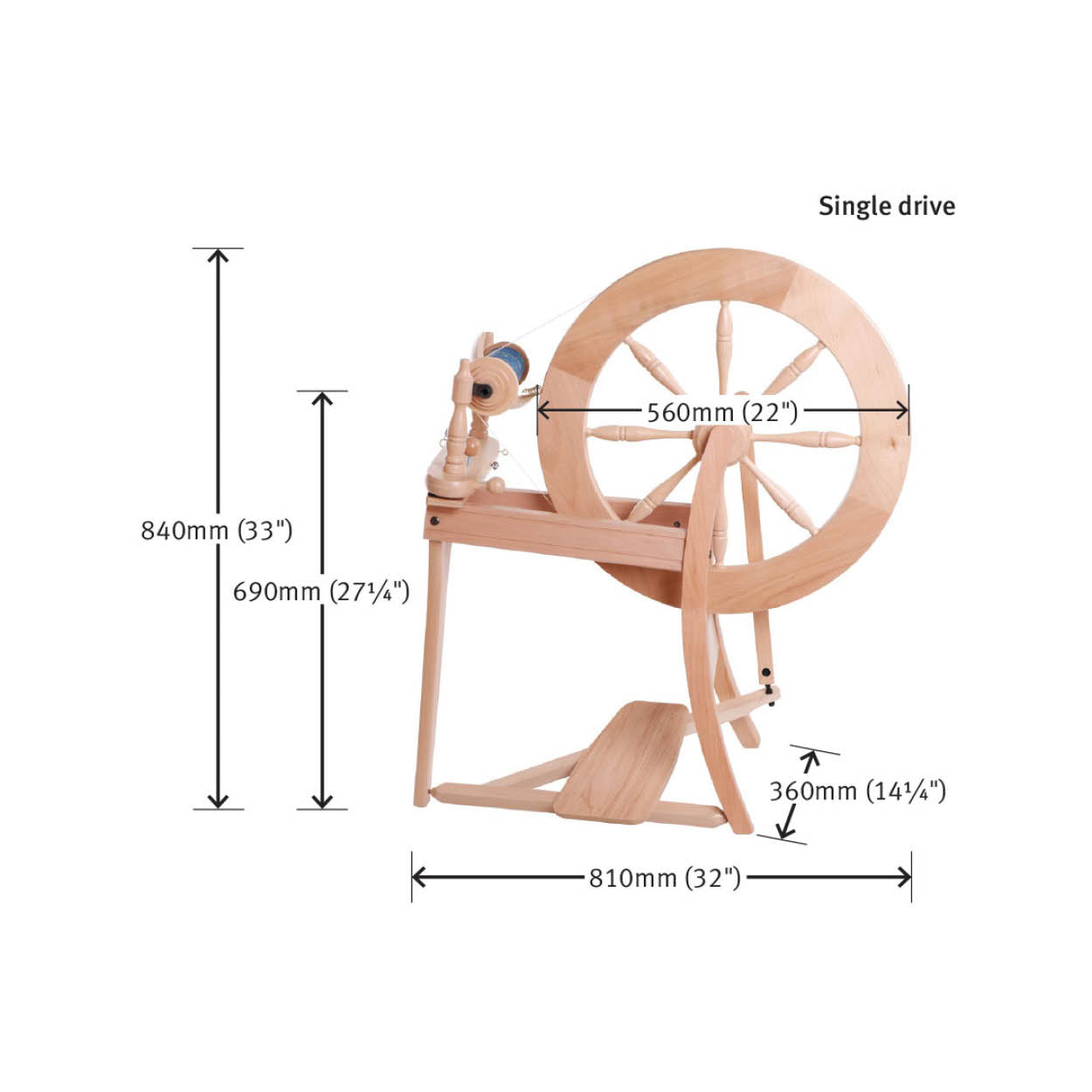 The Good Yarn Ashford Australia spinning wheel traditional single drive dimensions