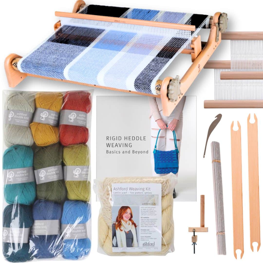 The Good Yarn Ashford Ultimate Weaving Starter kit with stick shuttle weaving thread scarf kit and reeds