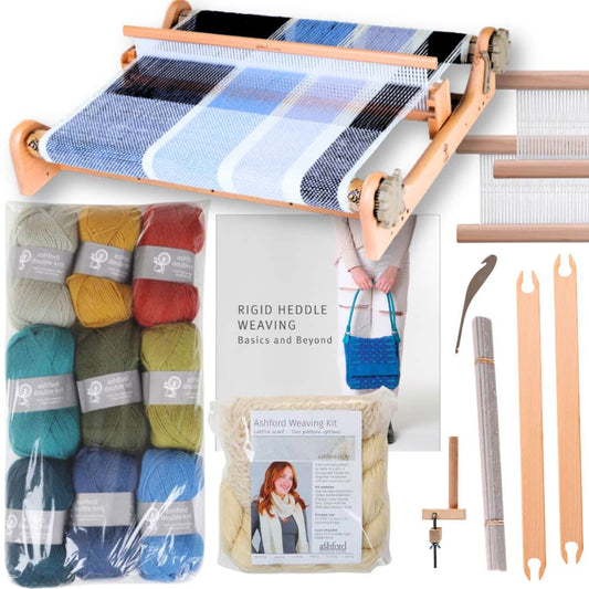 The Good Yarn Ashford Ultimate Weaving Starter kit with stick shuttle weaving thread scarf kit and reeds