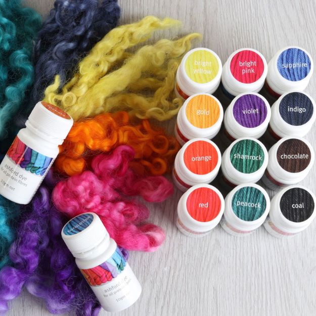 The Good Yarn Ashford wool dye pink blue yellow green turquoise orange indigo fuchsia gold shamrock violet sapphire coal