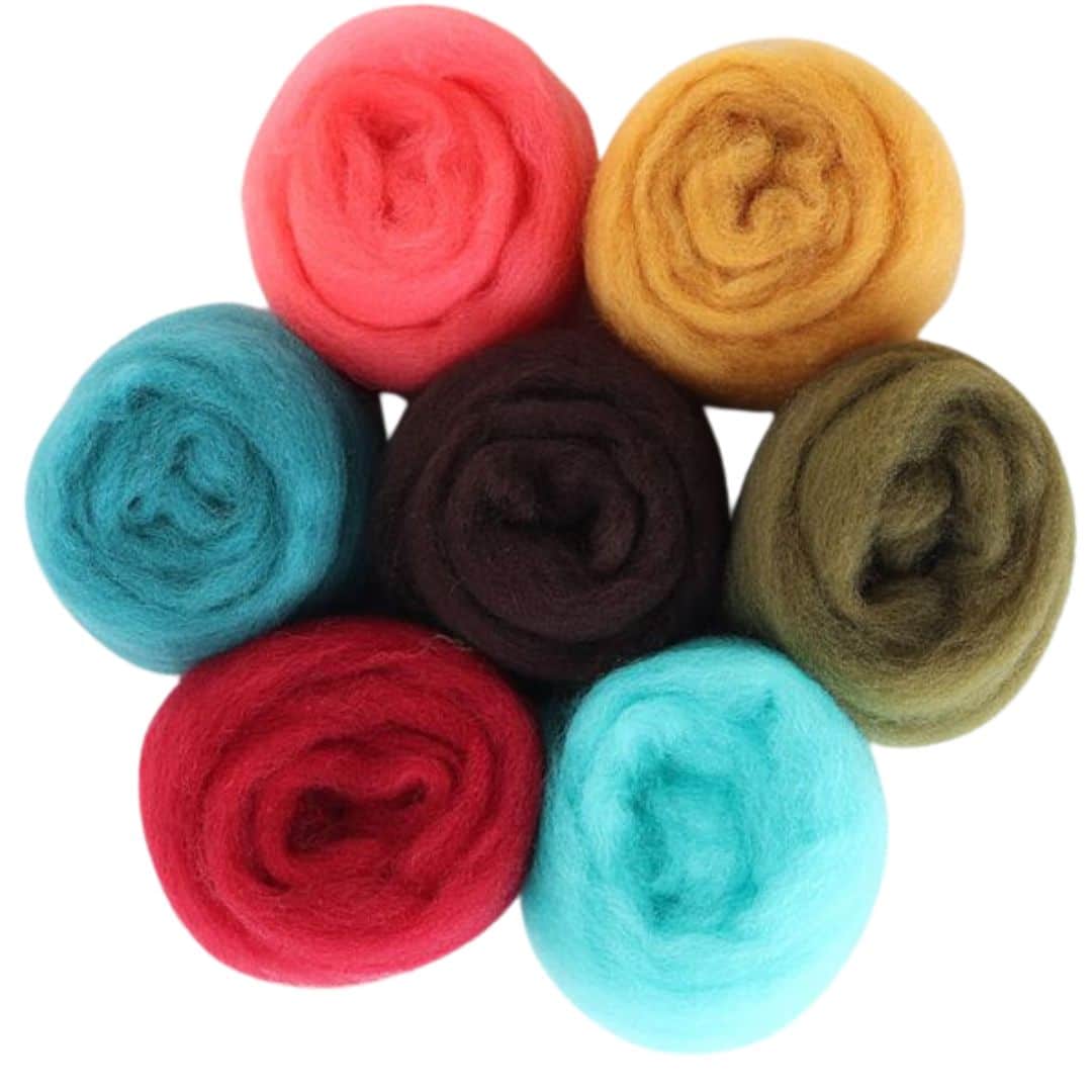 7 Colour Corriedale Wool 100gm Bags