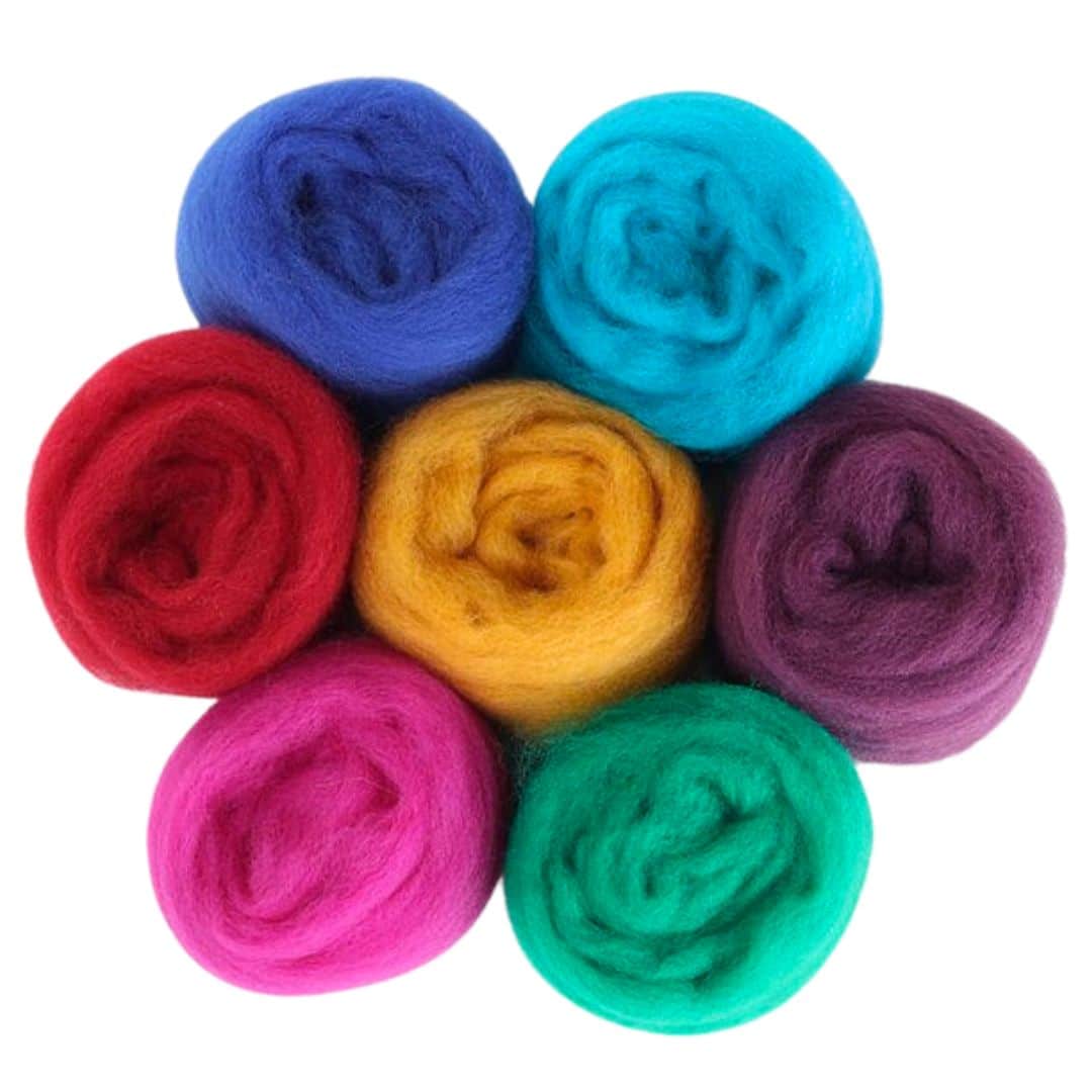 7 Colour Corriedale Wool 100gm Bags