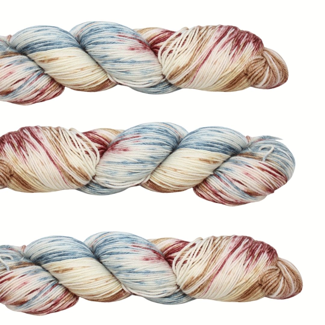 The Good Yarn Fiori Hand Dyed Sock Yarn Spring Gelato Pink Blue Cream