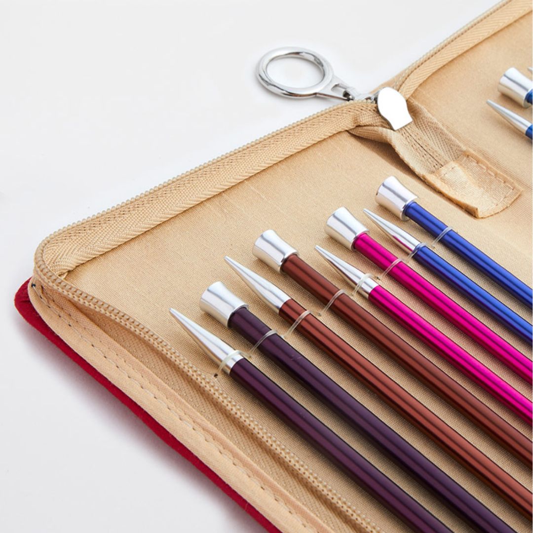 The Good Yarn Knitpro zing metal 25cm straight knitting needles in case