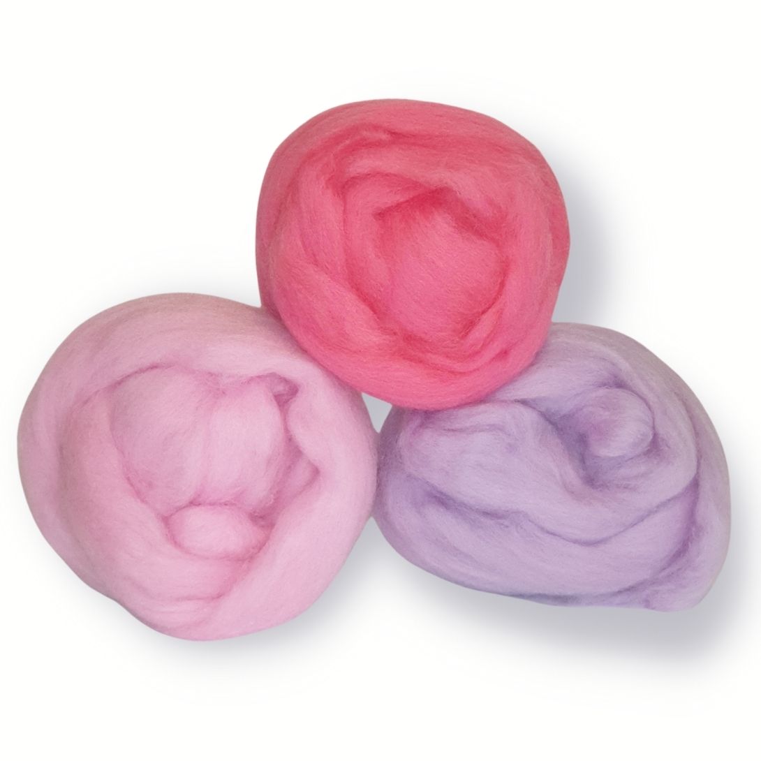 The Good Yarn Merino 3 colour pack Crepe Myrtle PInk Pansy Candy Floss Lavender