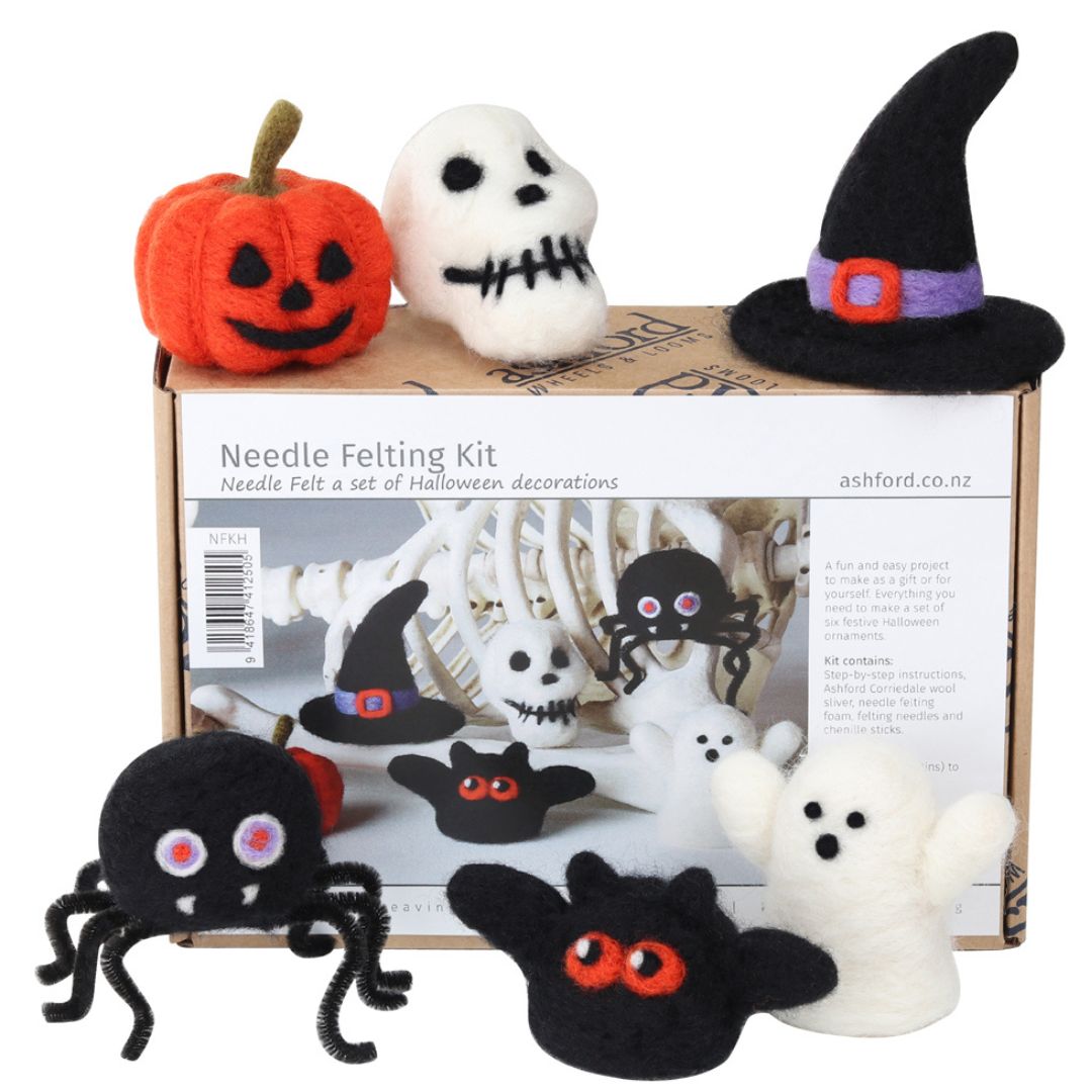 The Good Yarn Needle Felting Halloween Ghost pumpkin witch spider