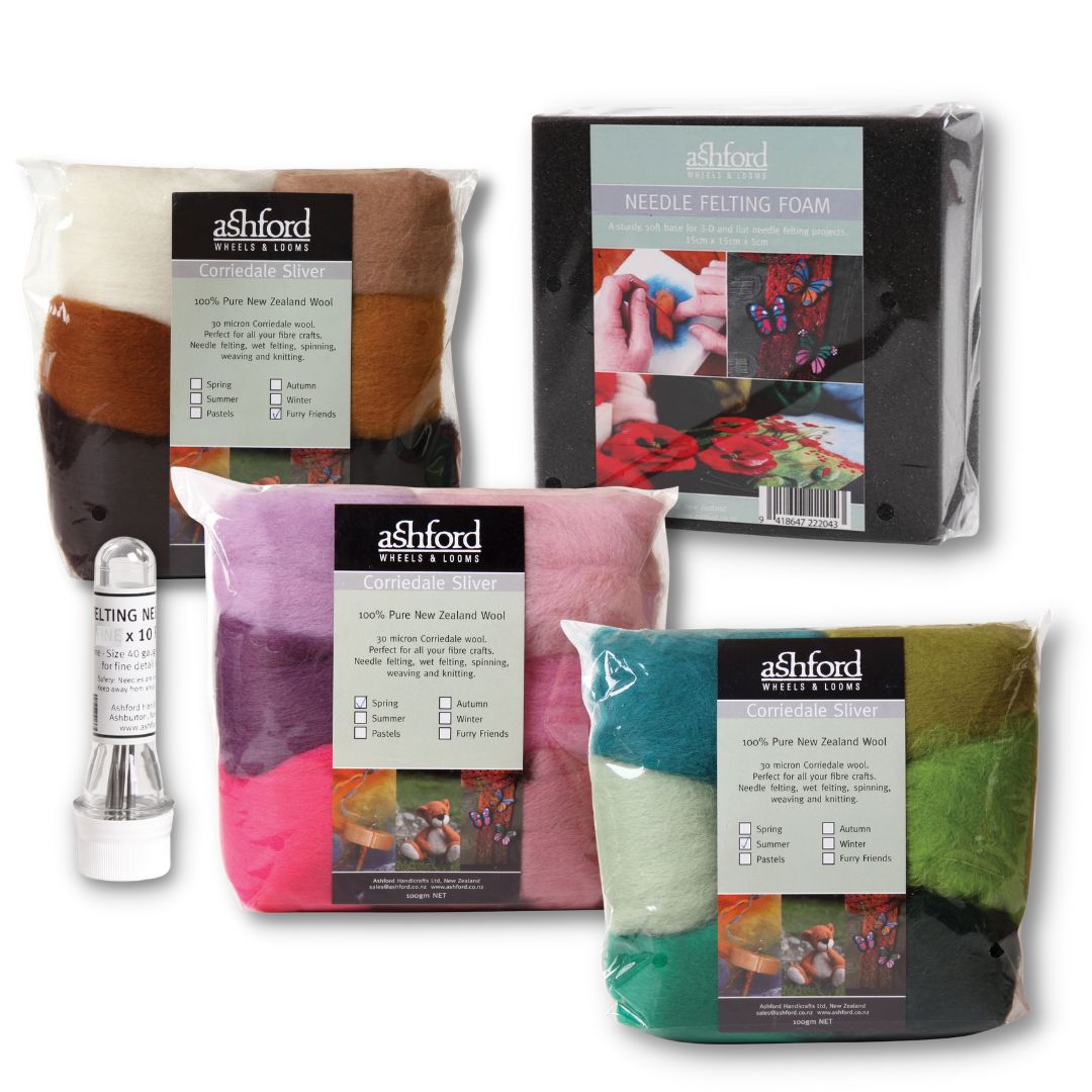 The Good Yarn Refill Ashford Needle Felting Kit corriedale wool felting needles