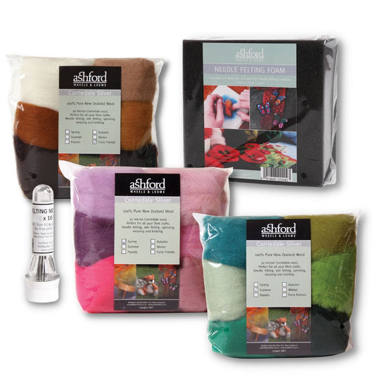 The Good Yarn Refill Ashford Needle Felting Kit corriedale wool felting needles