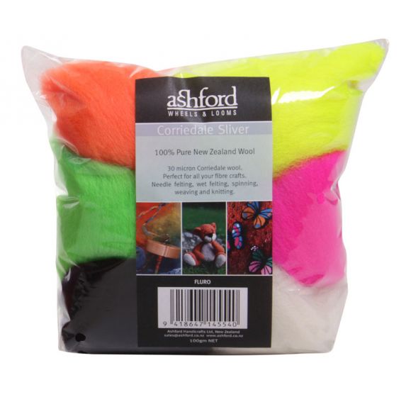Fluro spinning fibre Lime Orange Pink YellowThe Good Yarn