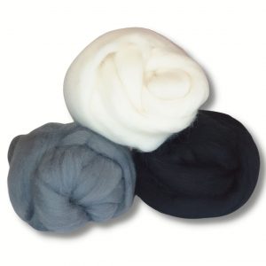 The Good Yarn Merino 3 colour pack Magpie White Grey Licquourice black