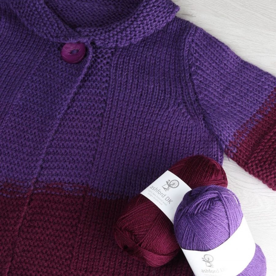The Good Yarn Crop Knitted Cardigan Purple Double Knit YarnPurple