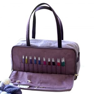 The Good Yarn KnitPro Snug duffle Bag with knitting needles and wool