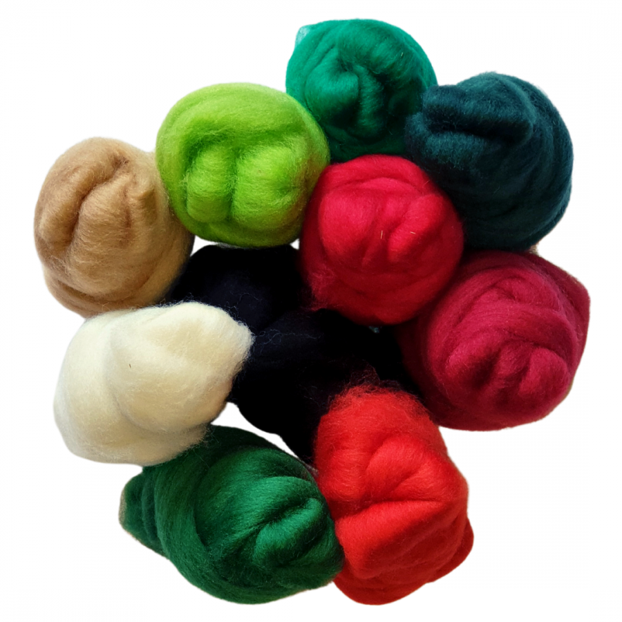 The Good Yarn Corriedale Christmas Colours for weaving felting spinning wool