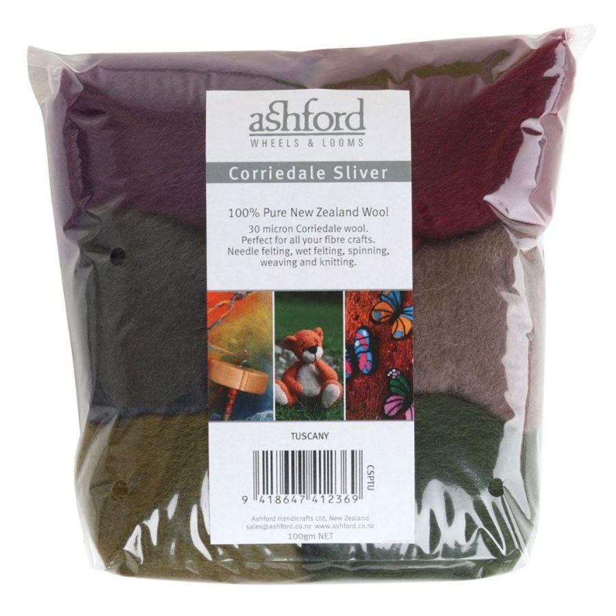 The Good Yarn Ashford Corriedale wool sliver pack Tuscany