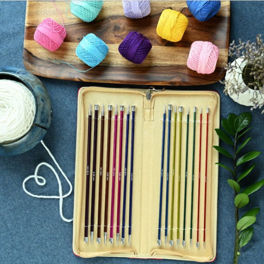 The Good Yarn Knitpro zing metal 25cm straight knitting needles in case full case yarn
