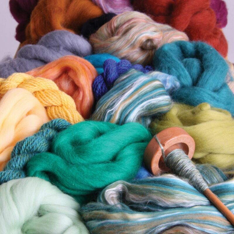 The Good Yarn Wool fibres and Ashford drop spindle