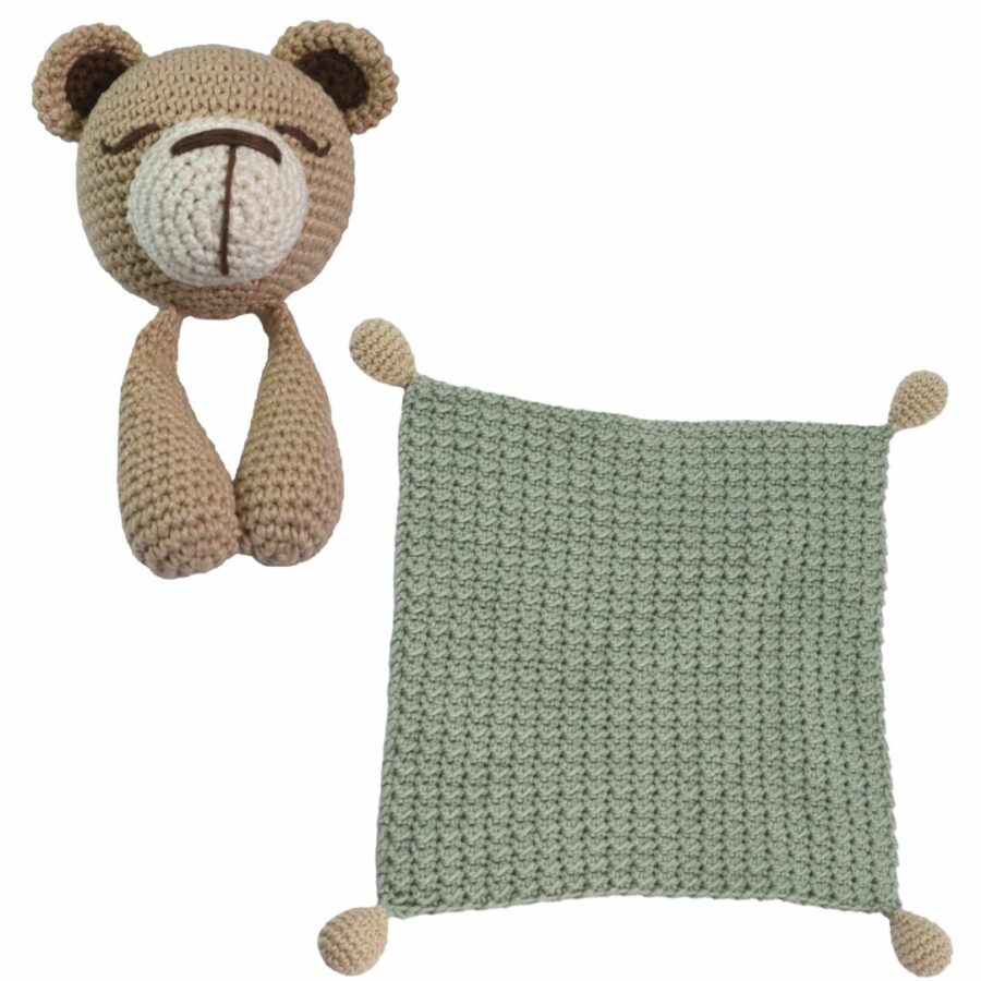 The Good Yarn Amigurumi Crochet blanket teddy sections