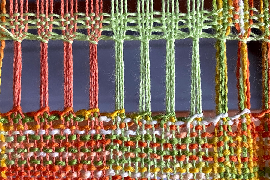 The Good Yarn Hemstitch Tutorial Ladder Stitch up close